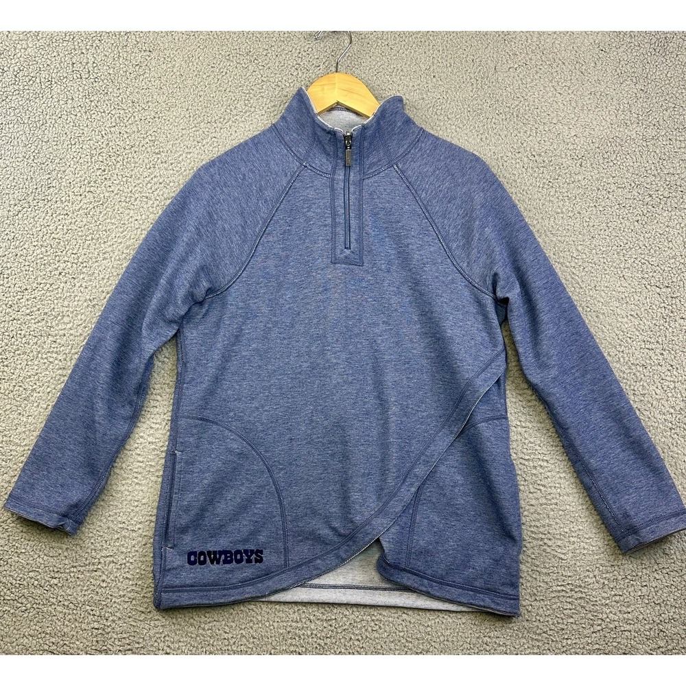 Dallas Cowboys x Tommy Bahama Sweater Womens Medium Blue Reversible 1/4 Zip